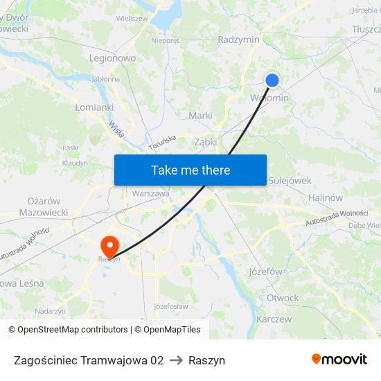 Zagościniec Tramwajowa 02 to Raszyn map