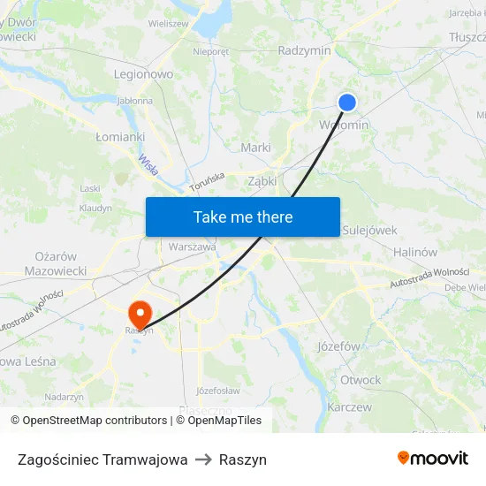 Zagościniec Tramwajowa to Raszyn map