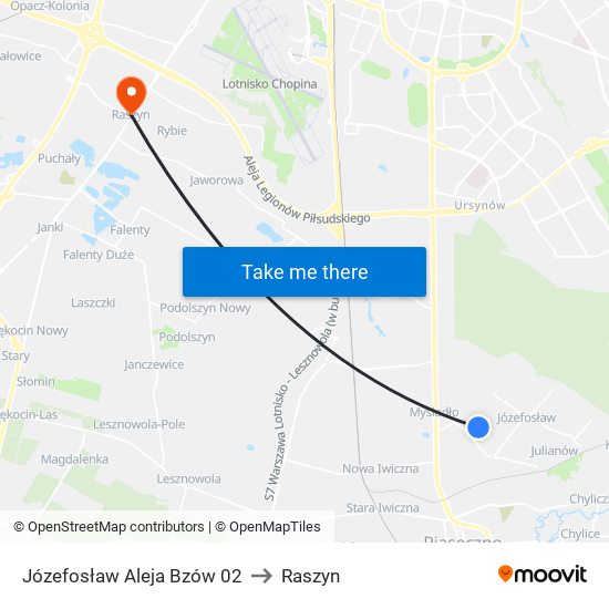 Józefosław Aleja Bzów 02 to Raszyn map