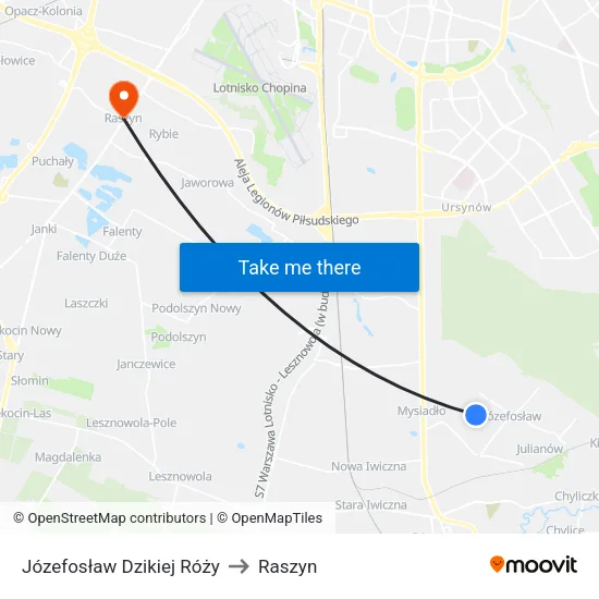 Józefosław Dzikiej Róży to Raszyn map