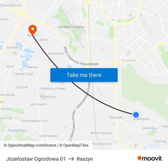 Józefosław Ogrodowa 01 to Raszyn map