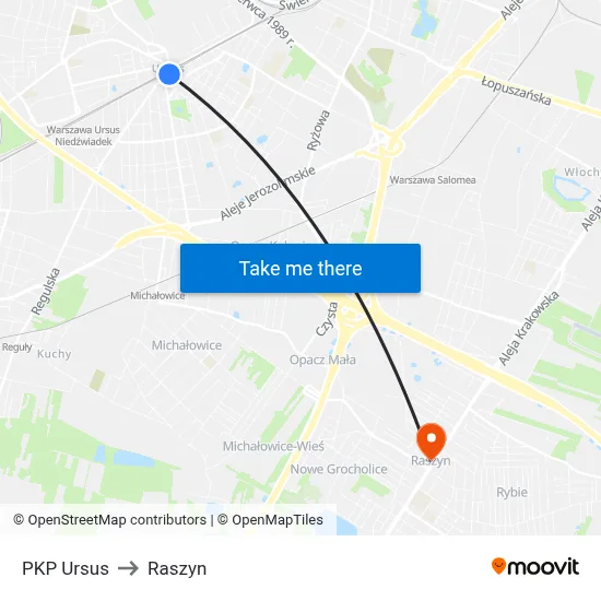 PKP Ursus to Raszyn map