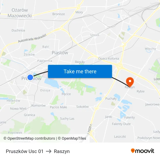 Pruszków Usc 01 to Raszyn map