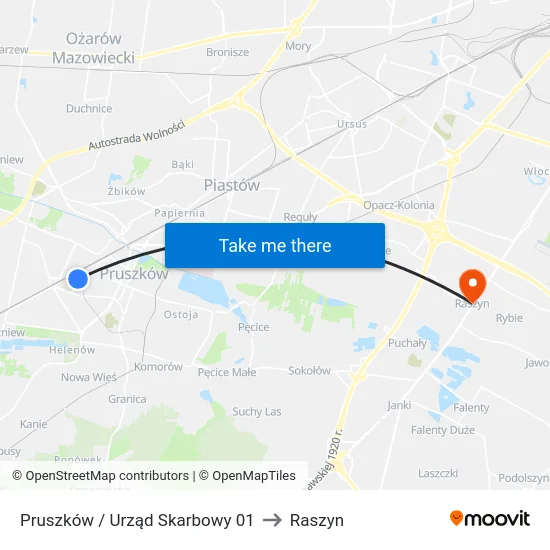 Pruszków / Urząd Skarbowy 01 to Raszyn map