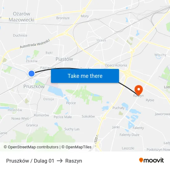 Pruszków / Dulag 01 to Raszyn map