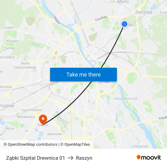 Ząbki Szpital Drewnica 01 to Raszyn map