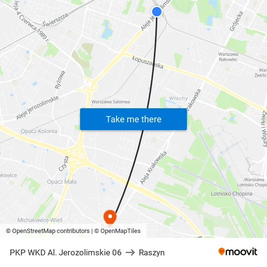PKP WKD Al. Jerozolimskie 06 to Raszyn map