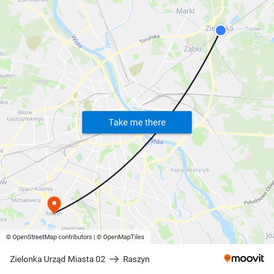 Zielonka Urząd Miasta 02 to Raszyn map