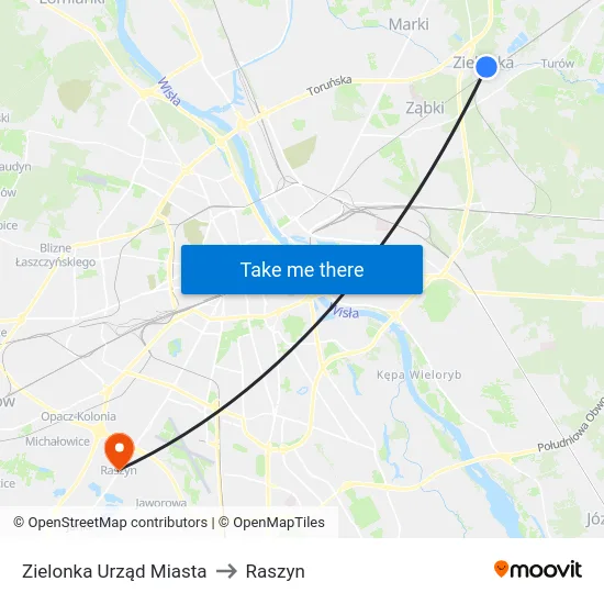 Zielonka Urząd Miasta to Raszyn map