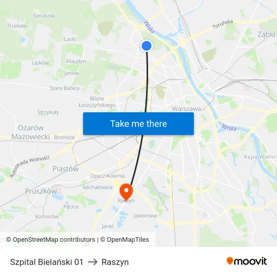 Szpital Bielański 01 to Raszyn map