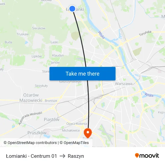Łomianki - Centrum 01 to Raszyn map