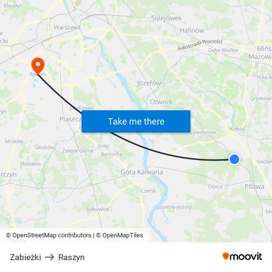 Zabieżki to Raszyn map