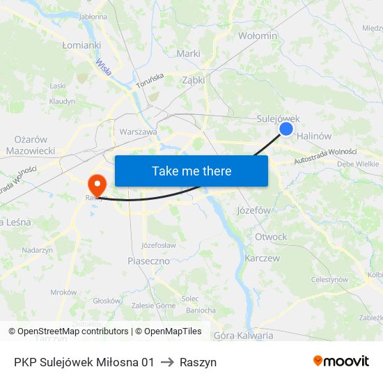 PKP Sulejówek Miłosna 01 to Raszyn map