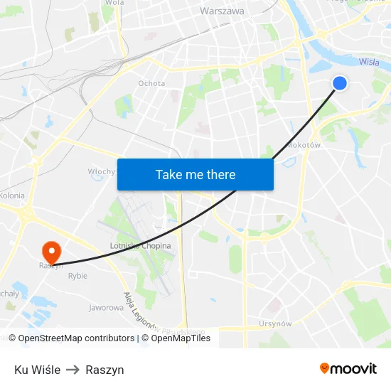 Ku Wiśle to Raszyn map