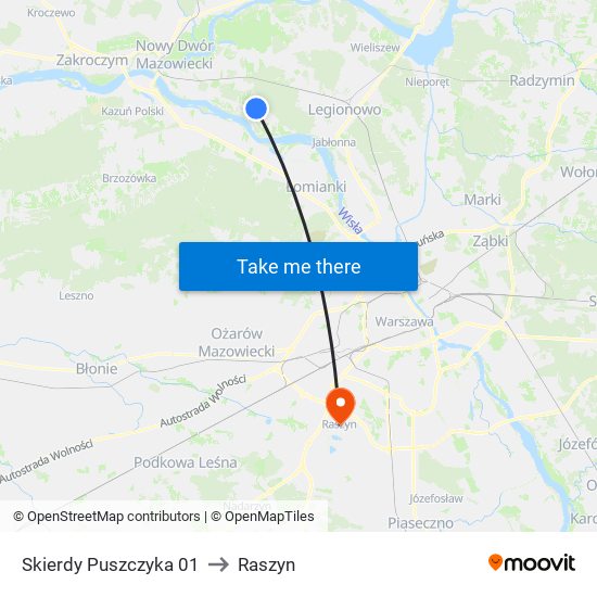 Skierdy Puszczyka to Raszyn map