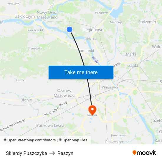 Skierdy Puszczyka to Raszyn map