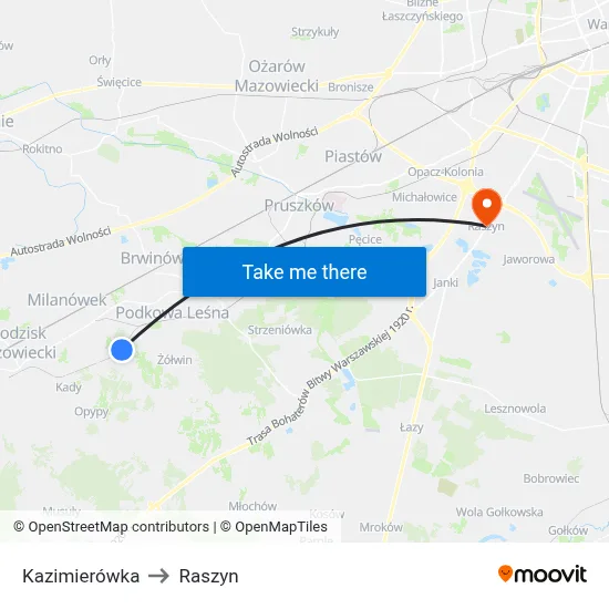Kazimierówka to Raszyn map