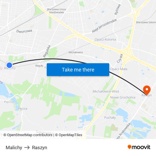 Malichy to Raszyn map