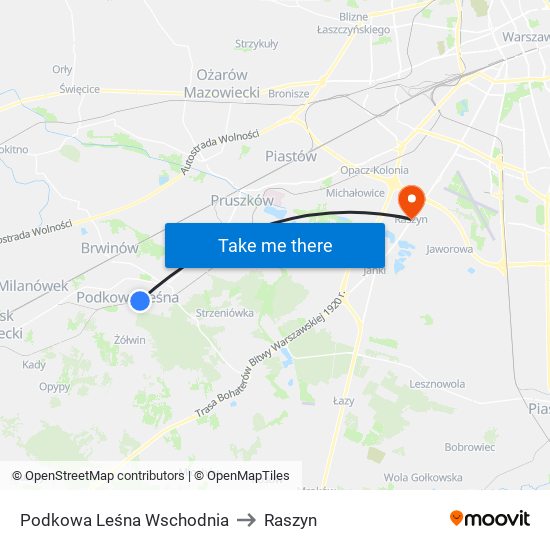 Podkowa Leśna Wschodnia to Raszyn map