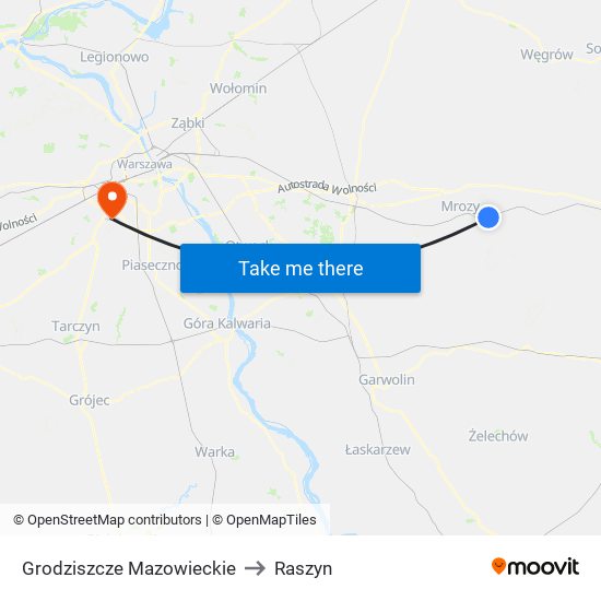 Grodziszcze Mazowieckie to Raszyn map