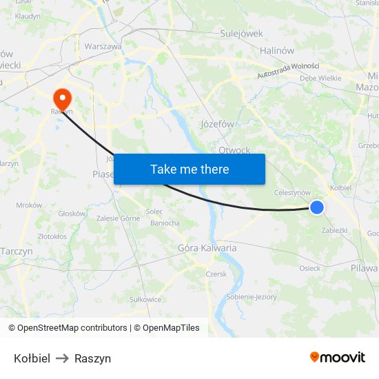 Kołbiel to Raszyn map