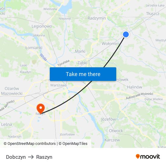 Dobczyn to Raszyn map