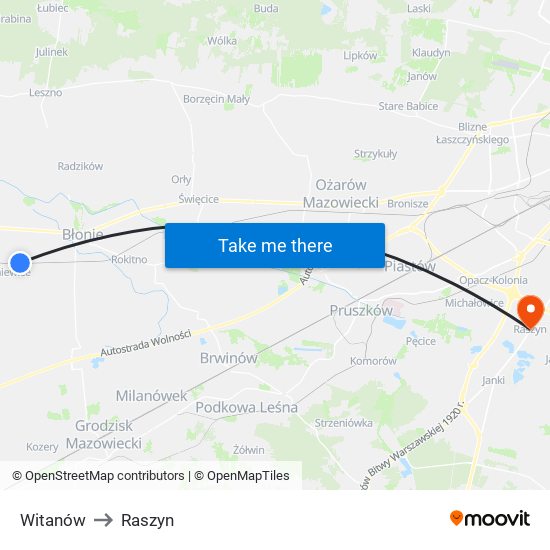 Witanów to Raszyn map