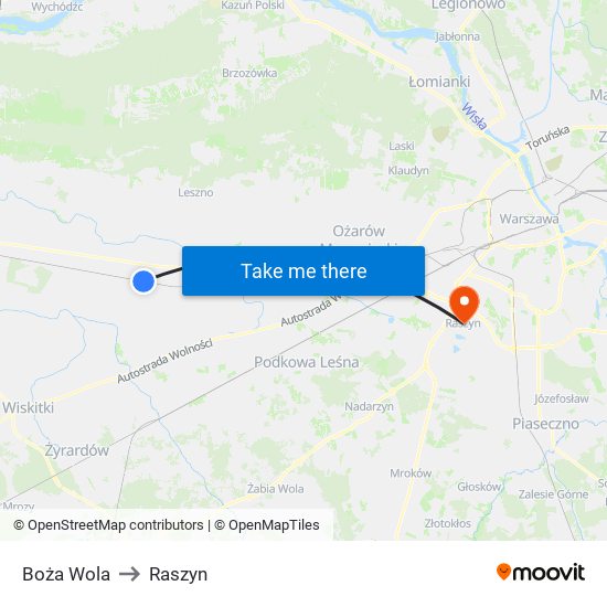 Boża Wola to Raszyn map