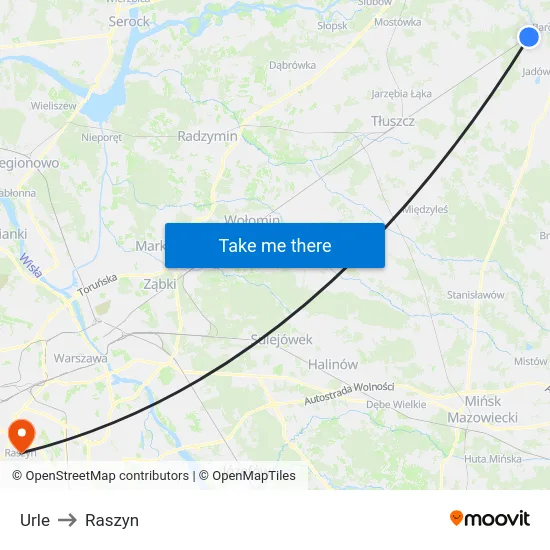 Urle to Raszyn map