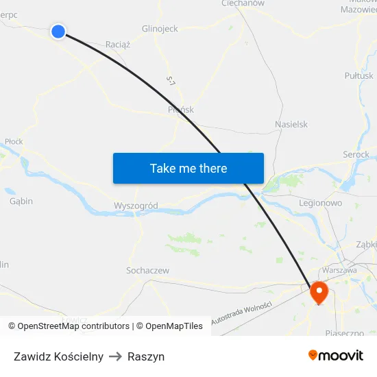 Zawidz Kościelny to Raszyn map