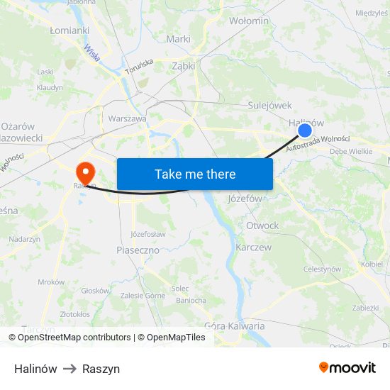 Halinów to Raszyn map