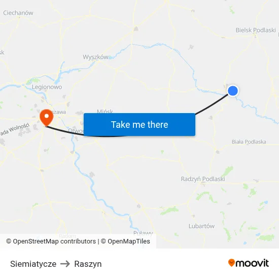 Siemiatycze to Raszyn map