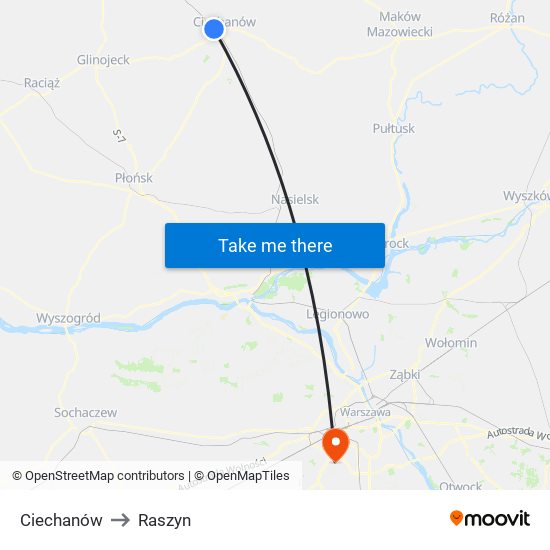 Ciechanów to Raszyn map