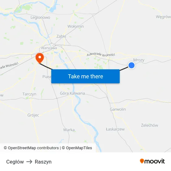 Cegłów to Raszyn map