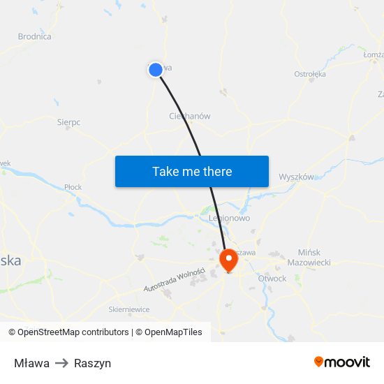 Mława to Raszyn map