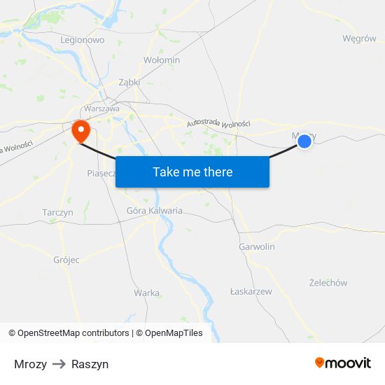 Mrozy to Raszyn map