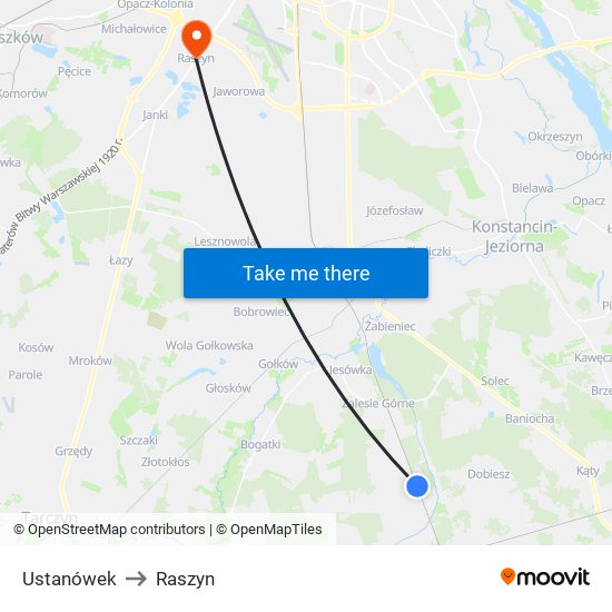 Ustanówek to Raszyn map