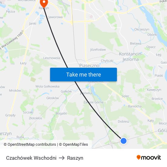 Czachówek Wschodni to Raszyn map