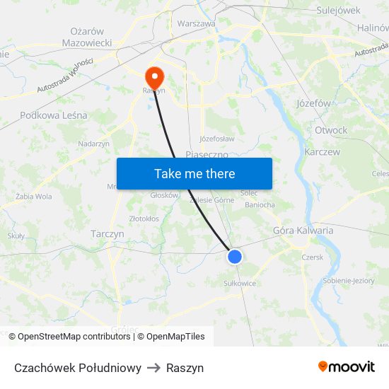 Czachówek Południowy to Raszyn map