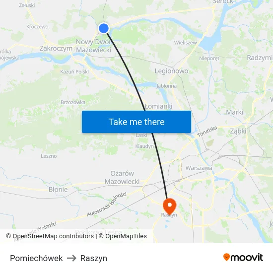 Pomiechówek to Raszyn map