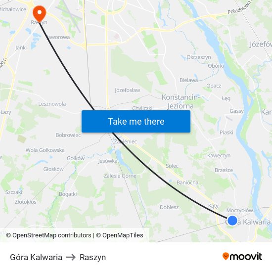 Góra Kalwaria to Raszyn map