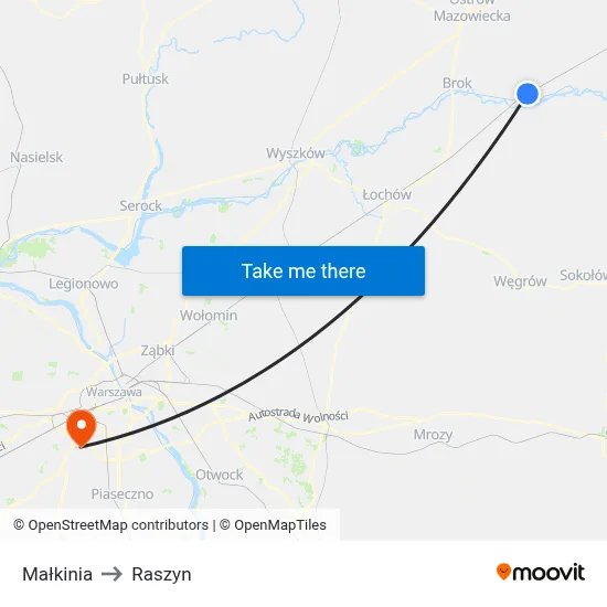Małkinia to Raszyn map