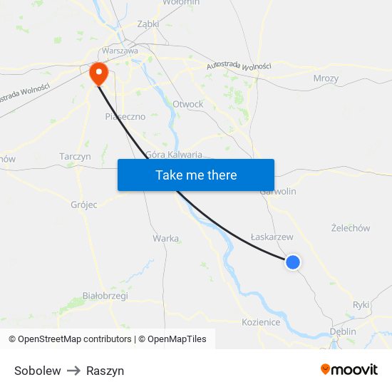 Sobolew to Raszyn map