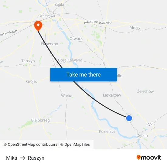 Mika to Raszyn map