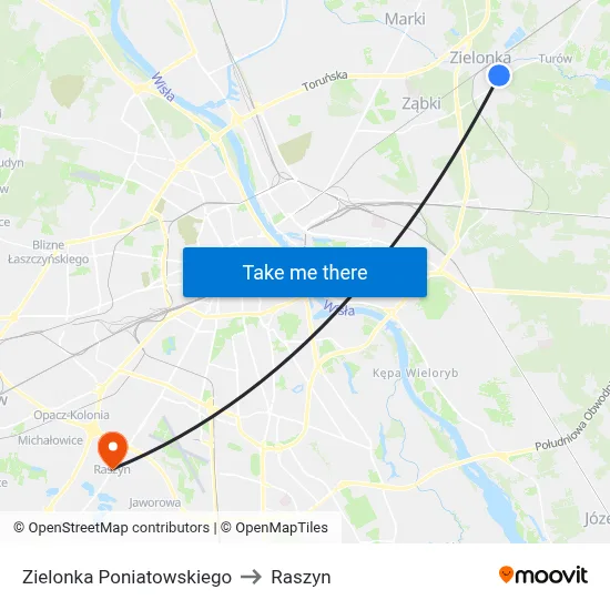 Zielonka Poniatowskiego to Raszyn map