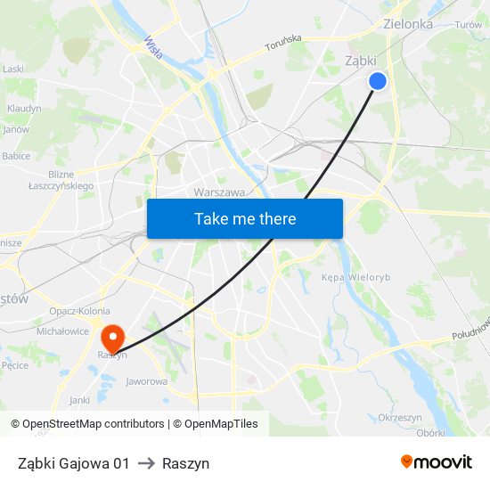 Ząbki Gajowa 01 to Raszyn map