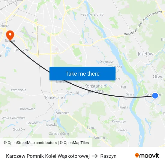 Karczew Pomnik Kolei Wąskotorowej to Raszyn map
