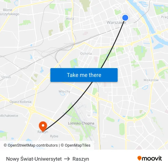 Nowy Świat-Uniwersytet to Raszyn map