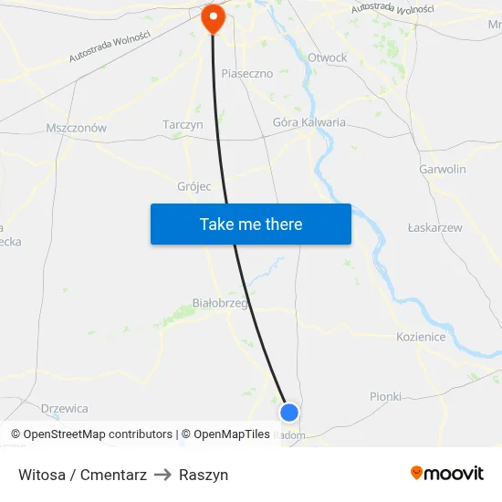 Witosa / Cmentarz to Raszyn map