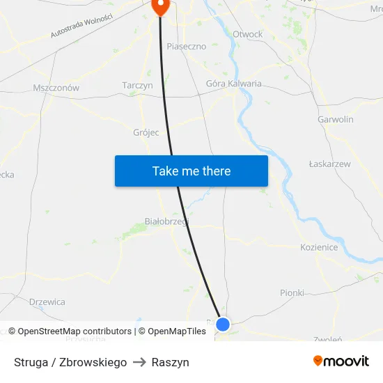 Struga / Zbrowskiego to Raszyn map